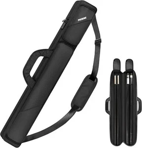 2X2 Pool Stick Cue Case Holds 2 Sticks W 2 Pockets Shoulder Strap Handle Soft - Picture 1 of 20