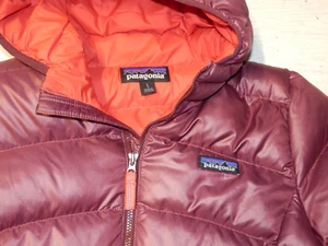Patagonia Burgandy Red Hi Loft Down Sweater Hoody Kids Youth Large (12) - Picture 1 of 3