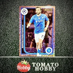 TOPPS MERLIN CHROME UEFA 2023-24 KHVICHA KVARATSKHELIA /299 ROSE GOLD SHIMMER - Picture 1 of 2
