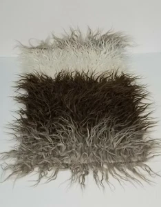 Furry faux fur rectangle pillowcase tan white grey 12x20 zipper brown tan cream - Picture 1 of 12