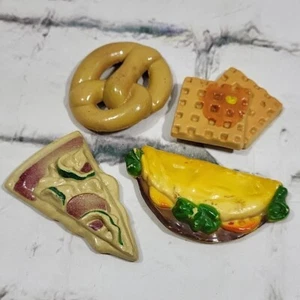 Vintage Arjon Fridge Magnets Fake Food Lot Pizza Waffle Taco Bagel - Picture 1 of 10