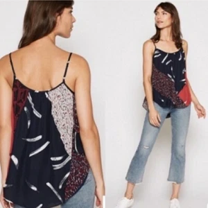 Joie Leniline Silk High-Low Tank, Size XS Red White Navy Swing Spaghetti Straps - Picture 1 of 9