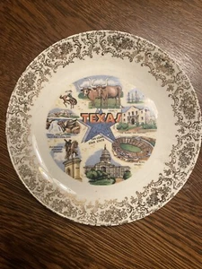 Texas The Lone Star State Vintage Souvenir plate, 9" - Picture 1 of 2