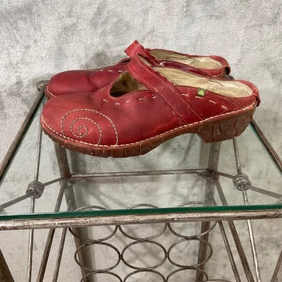 El Natura Lista Women Sz 40 (9-9.5 US) Clog Slide Shoes Red Leather Mary Jane - Image 1 of 4