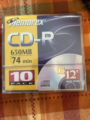 Memorex CD-R 650MB 74min 1x-12x Write Speed 10 Pack Compact Recordable Discs New - Image 1 of 4