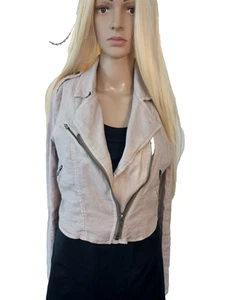 Free people jacket womens small size 6 front zips boho motorcycle biker linen - Picture 1 of 9