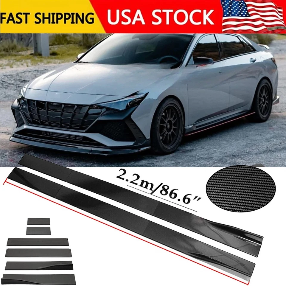 Carbon Fiber 86.6inch /Side Skirt Extensions Rocker Panel For Hyundai Elantra - Image 1 of 4