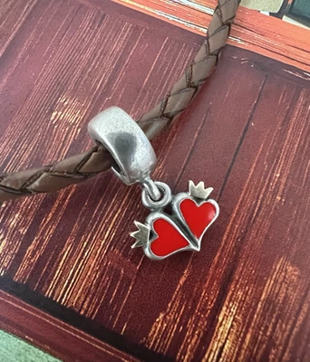 Original Pandora Herzen Liebe Charm Anhänger Dangle Emaille Rot 925er Silber - Bild 1 von 3