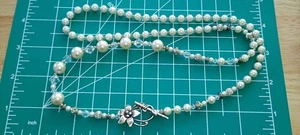 Collana di perle finte vintage in argento sterling - Foto 1 di 7