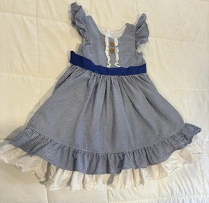 Nelly Madison Size 8-10 Boutique Girls Dress Alexandra Blue And White Check - Picture 1 of 8