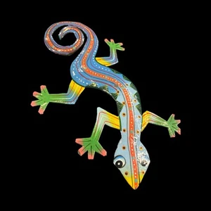 GECKO METAL WALL HANGING LIZARD POOL PATIO DECOR BEACH TROPICAL LIZARD - Picture 1 of 3