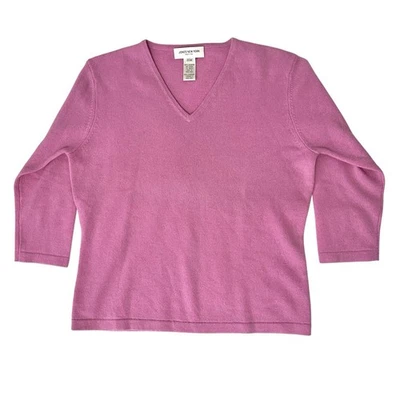 Suéter Jones New York 100% Cachemira Rosa Cuello en V Pequeño P/M Hecho De Colección Hong Kong Foto 1 de 4