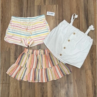 Girls Summer Bundle (3pc) – 100% Cotton | Size 5T & 6–7 | Old Navy, Carter's - Image 1 of 4
