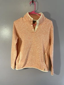 Suéter Pullover Eddie Bauer Melocotón Polar Cuello a Presión Botones Mujer’s Talla XS - Imagen 1 de 7