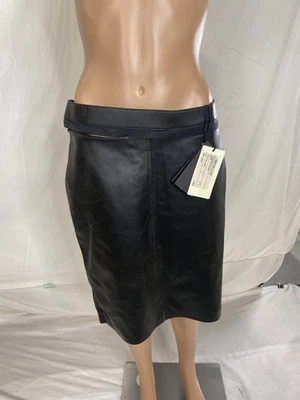 Fendi Womens Side Cut out Leather Knee Length Skirt Size 8/IT 44 Black - Image 1 of 4