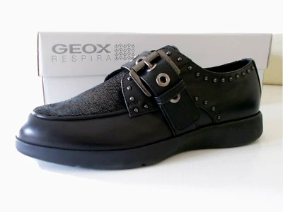 Geox mocassini donna D Arjola Pelle/paillettes/borchie nero con fibbia 36.5 €130 - Immagine 1 di 4