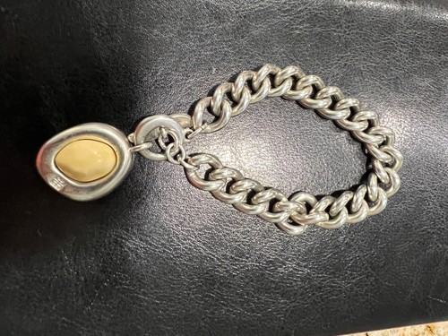 Bracciale Catena Argento Designer Givenchy Vintage con Ciondolo Logo Givenchy