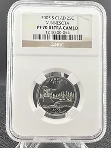 2005-S CLAD PROOF MINNESOTA STATE QUARTER NGC PF70 ULTRA CAMEO - Picture 1 of 2