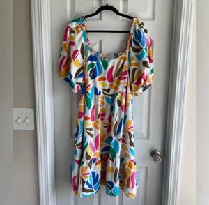 Tabitha Brown Target Dress Size Large Botanical Print Puff Sleeve Mini - Picture 1 of 5