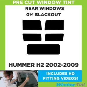 Pour Hummer H2 2002-2009 Pré Coupe Vitre Teintée Arrière 0% Blackout Film - Picture 1 of 10