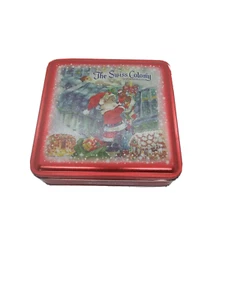 Ratón de Navidad de colonia suiza coleccionable cuadrado lata de regalo - Imagen 1 de 10