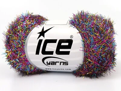 Metallic Glitz 25gr Turquoise Pink Gold 82820 Ice Yarns Brush Short Lash 218yds - Image 1 of 4