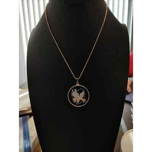 UNISEX 1 3/4" DIA DOVE/HEART PENDANT NECKLACE STERLING SILVER STATEMENT - Picture 1 of 6