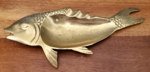 Bandeja/cenicero vintage de latón para nadar carpa pescado valet baratija - 3 ranuras laterales - Imagen 1 de 7