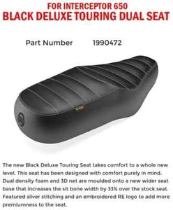 "BLACK DELUXE TOURING DUAL SEAT" FIT FOR ROYAL ENFIELD INTERCEPTOR 650 - Picture 1 of 5