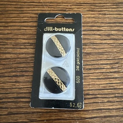 New Vtg 2 PK Dill Buttons 24K Gold Plated #500 7/8” 23MM Made in Germany - Image 1 of 3
