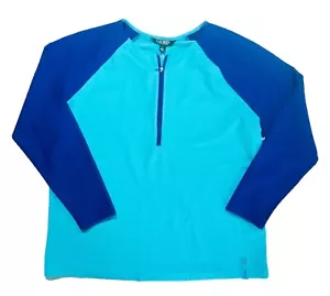 Ralph Lauren Piqué gewebt blau Sport Yoga Reißverschluss Aktiv Shirt Damengröße 1X neu mit Etikett - Bild 1 von 8