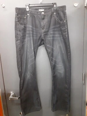 Jeans antiguos remaches negros de mezclilla y artículos finos talla 40x32 Foto 1 de 4