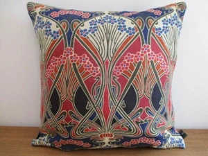 Liberty Ianthe Imperial Red Linen Art Nouveau & Velvet Fabric Cushion Cover - Picture 1 of 12