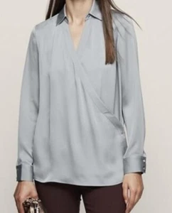 Reiss Gabriella Satin Wrap-Front Shirt Size 10 - Picture 1 of 7