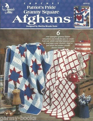 Patriot's Pride Granny Square Afghans Crochet Patterns Flag USA Star Annie's NEW - Image 1 of 2