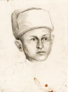 SOLDIER IN RUSSIAN WINTER HAT drawing by u/k Russian artist  - Picture 1 of 1