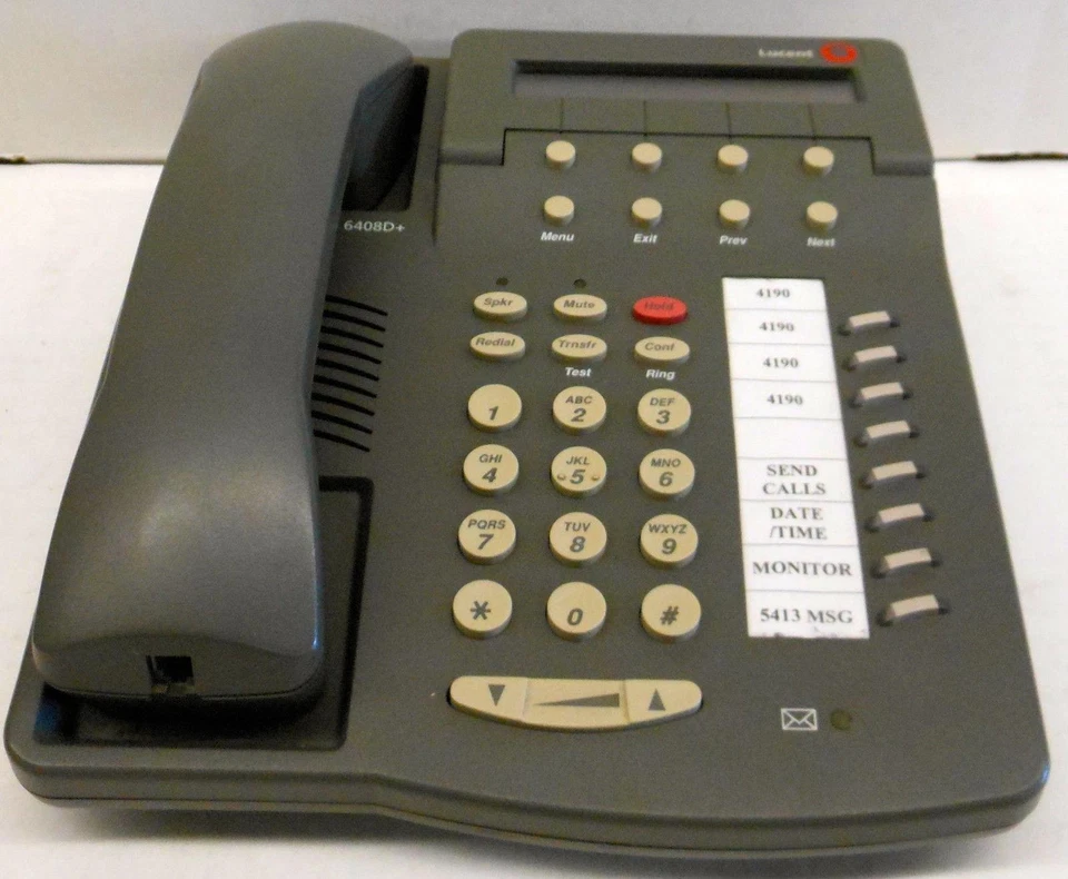 LUCENT 6408D01A-323 TELEPHONE, GREY, 2 LINE 24 CHARACTER LCD DISPLAY, AVAYA DEF - Image 1 of 1