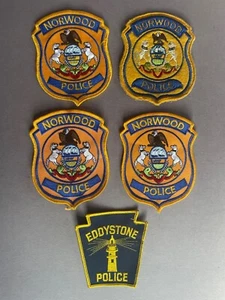 5 pcs. vintage NORWOOD & EDDYSTONE Delaware County PA Police Patches - Picture 1 of 9