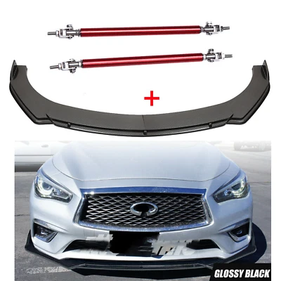 Carbon Fiber Front Bumper Spoiler Splitter Strut Rods For Infiniti G35 G37 Q50 Foto 1 de 4