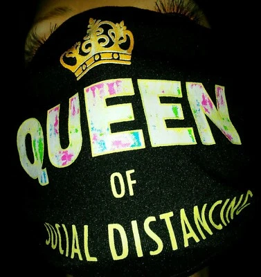 Washable Cotton Facemask breathable mask "Queen of Social Distancing" Unisex - Image 1 of 2