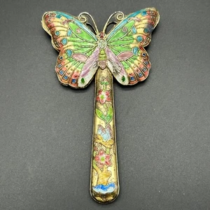 Lupa Mariposa Cloisonne Vintage (SIN CRISTAL) Dorado Colorido Esmalte - Imagen 1 de 9