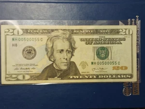 00500055 Twenty Dollar Bill $20 FANCY SERIAL NUMBER 2013 series - Picture 1 of 2