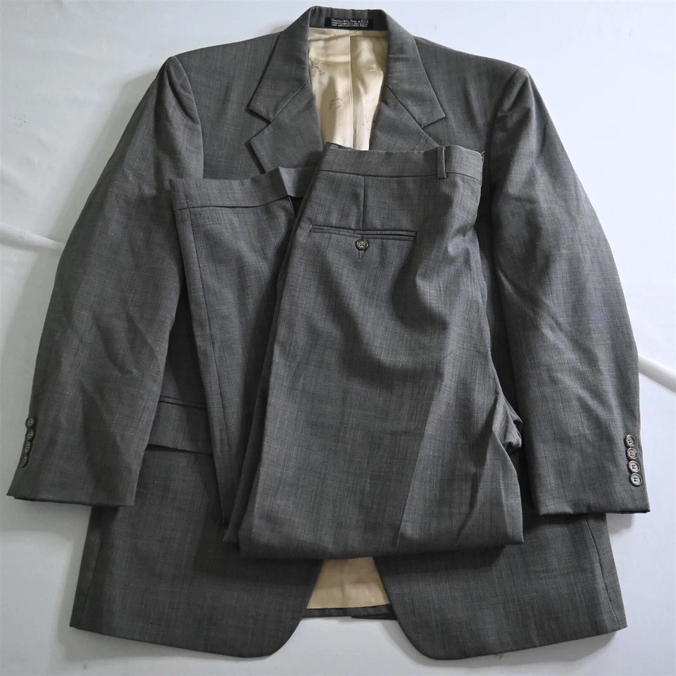 Harold Powell 40R 34 x 28 серый птичий глаз шерсти Мужская куртка брюки костюм - Изображение 1 из 4