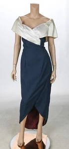 Union Made Vintage 80s Blue & White Party Prom Bridesmaid Dress sz 14 NWT - Picture 1 of 3