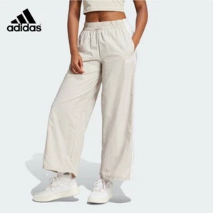 adidas Essentials 3-Stripes Lifestyle Woven Parachute Pants Beige ASIAN FIT - Picture 1 of 8