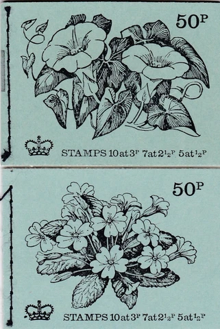 1971 British Flowers Stamp Booklets 1 & 2 Great Britain UK Unused Cover
