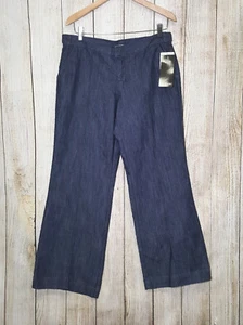 Daisy Fuentes Womens Jeans Wide Leg Dark Wash Modern Mix Size 10 Petite - Picture 1 of 9