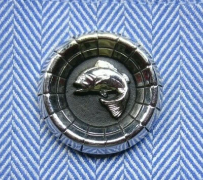 Vintage Figural Fish White Gold Plated Cuff Links  - Image 1 of 3