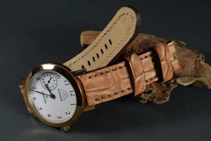 CORREA RELOJ PIEL ALIGATOR ANOBUCADA MARRON BEIS FANTASIA II MA STRAP HECHA MANO - Imagen 1 de 12
