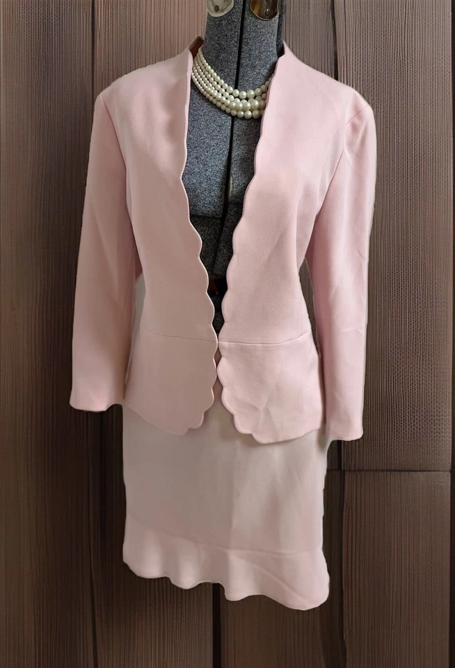 NEW Kasper Skirt Suit Size 14 Jacket 14W Skirt Two Piece Set Elastic Waist Pink - Image 1 of 4